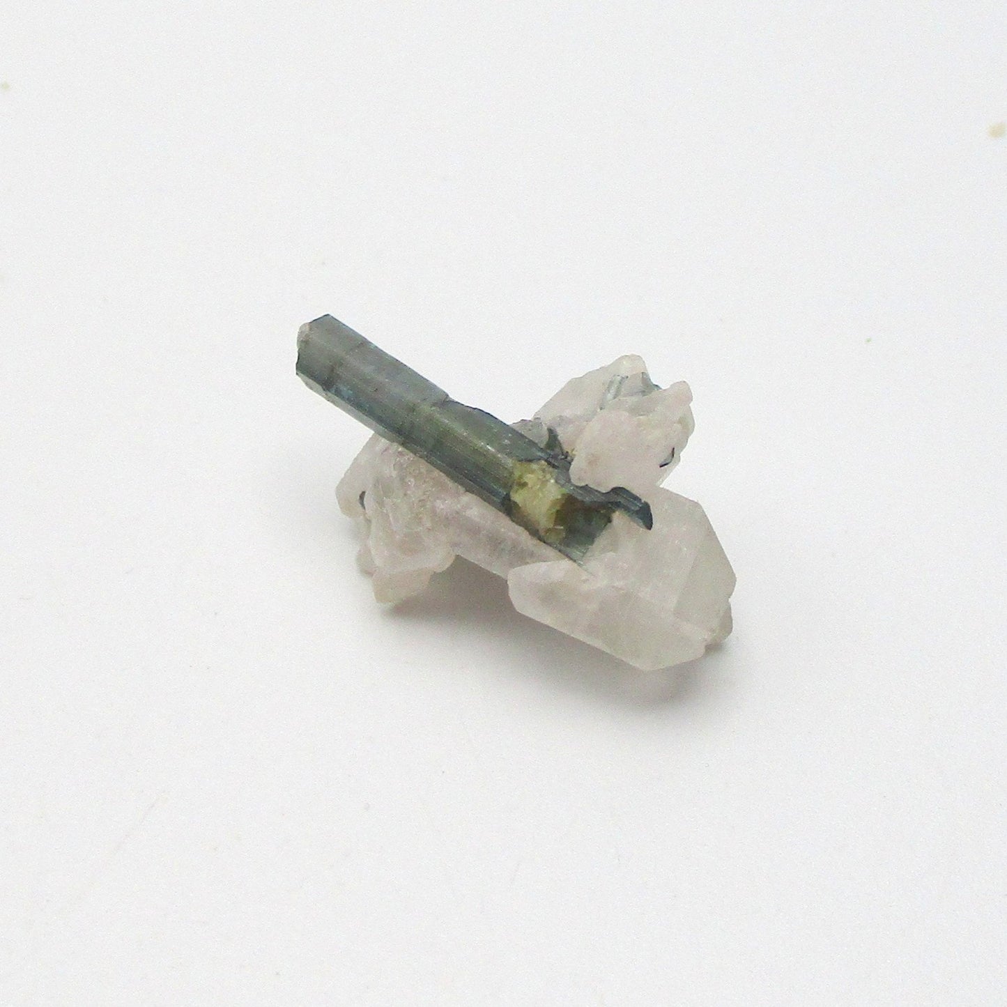 Green Tourmaline on Quartz