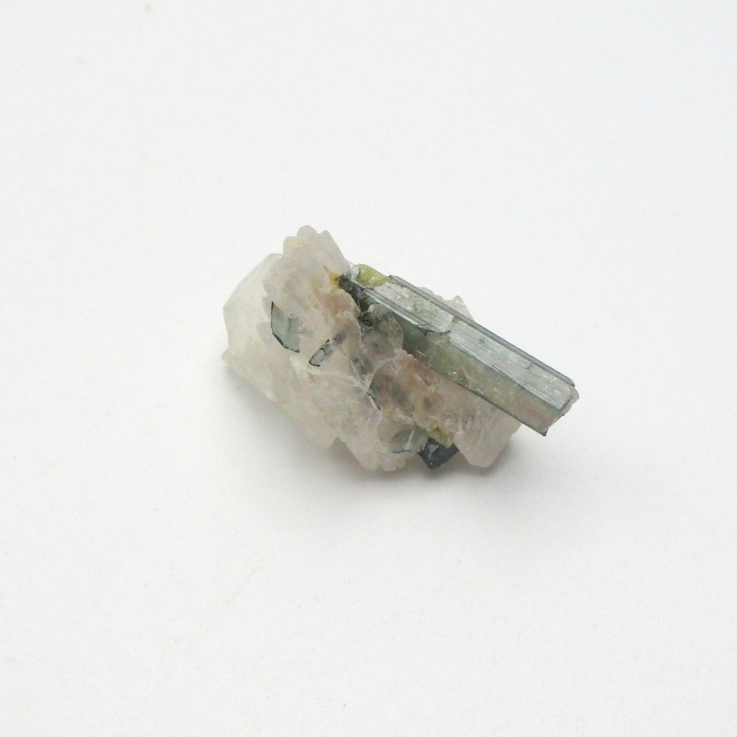 Green Tourmaline on Quartz