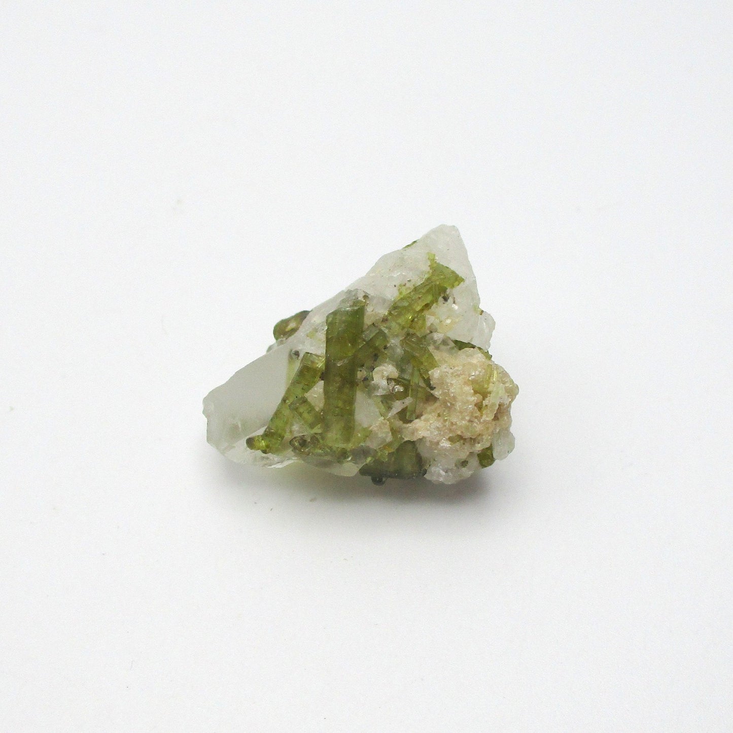 Green Tourmaline on Quartz