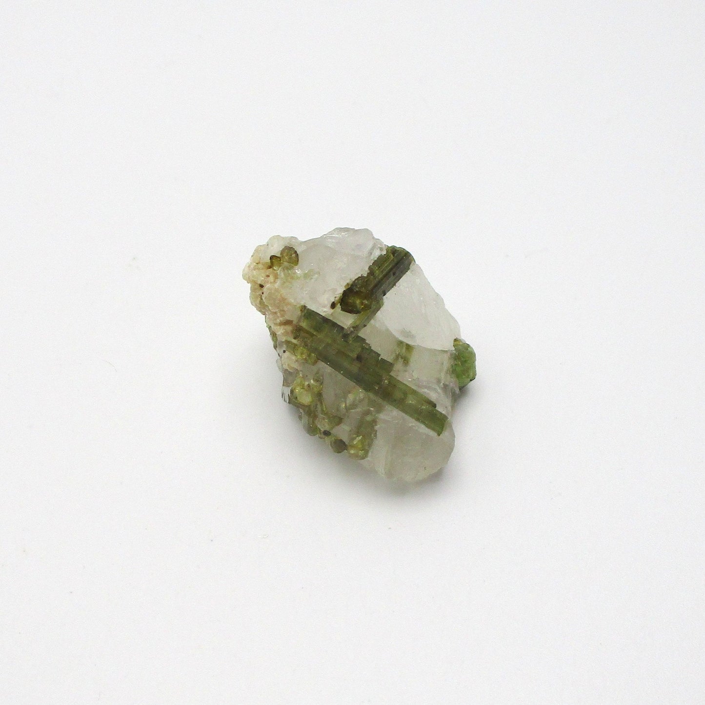 Green Tourmaline on Quartz