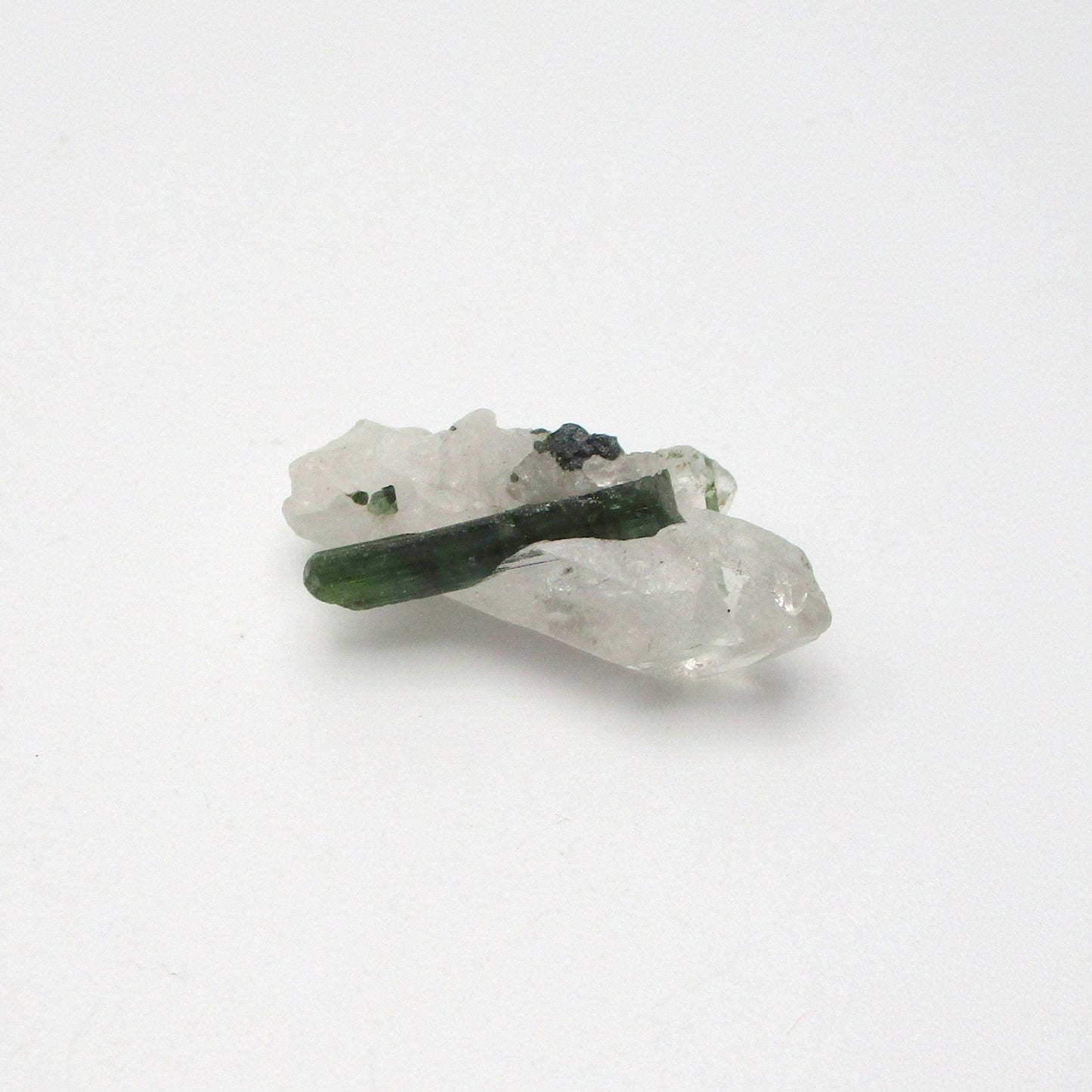 Green Tourmaline on Quartz