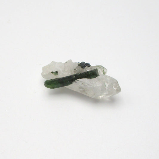 Green Tourmaline on Quartz