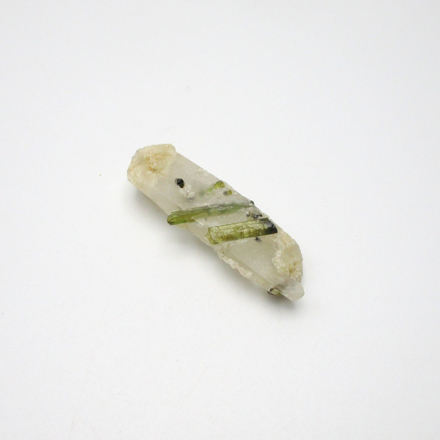 Green Tourmaline on Quartz