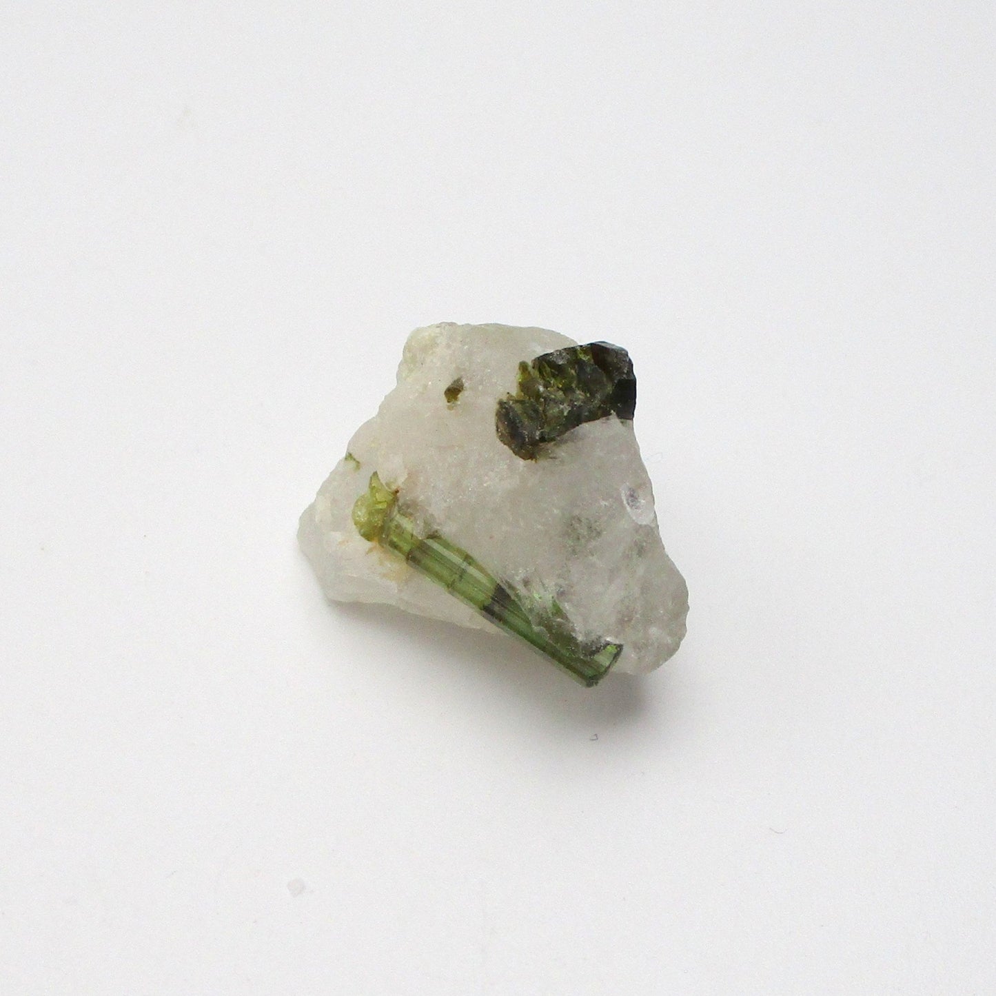 Green Tourmaline on Quartz