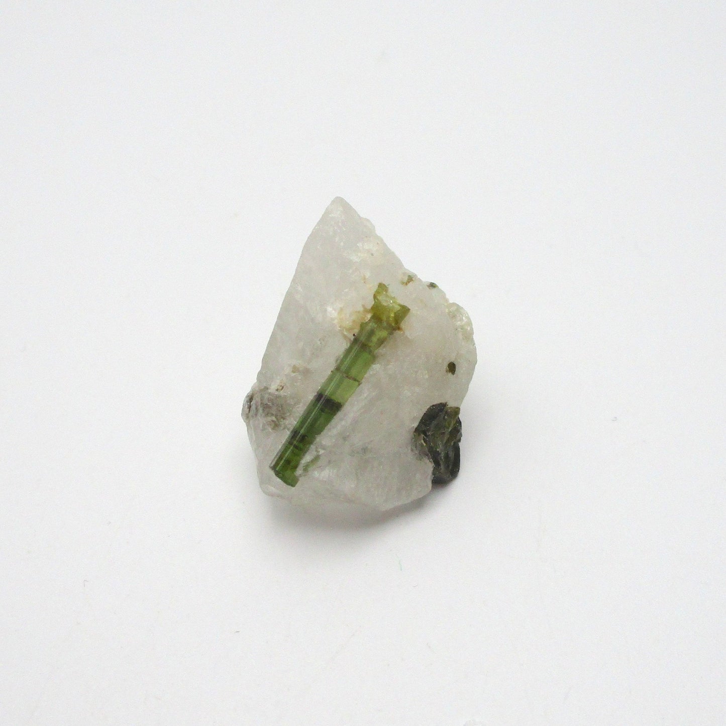 Green Tourmaline on Quartz