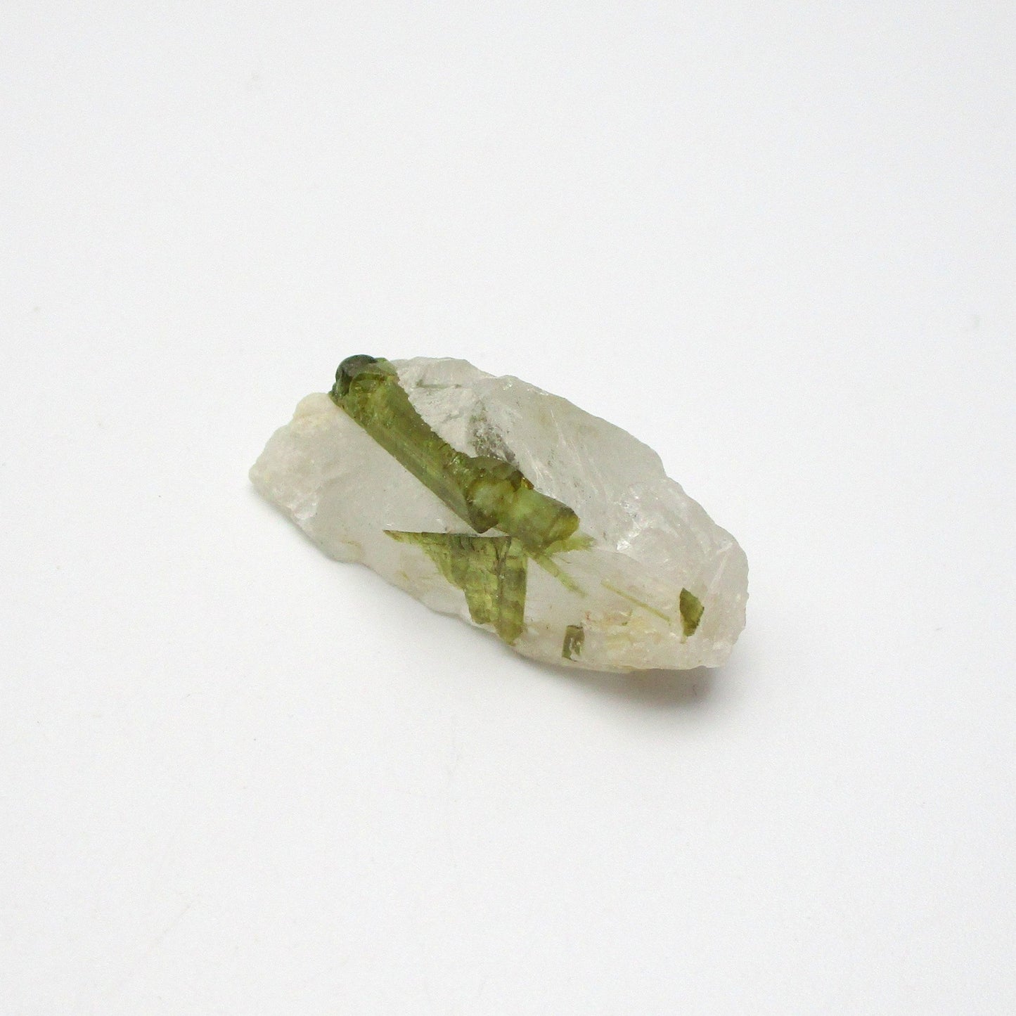 Green Tourmaline on Quartz