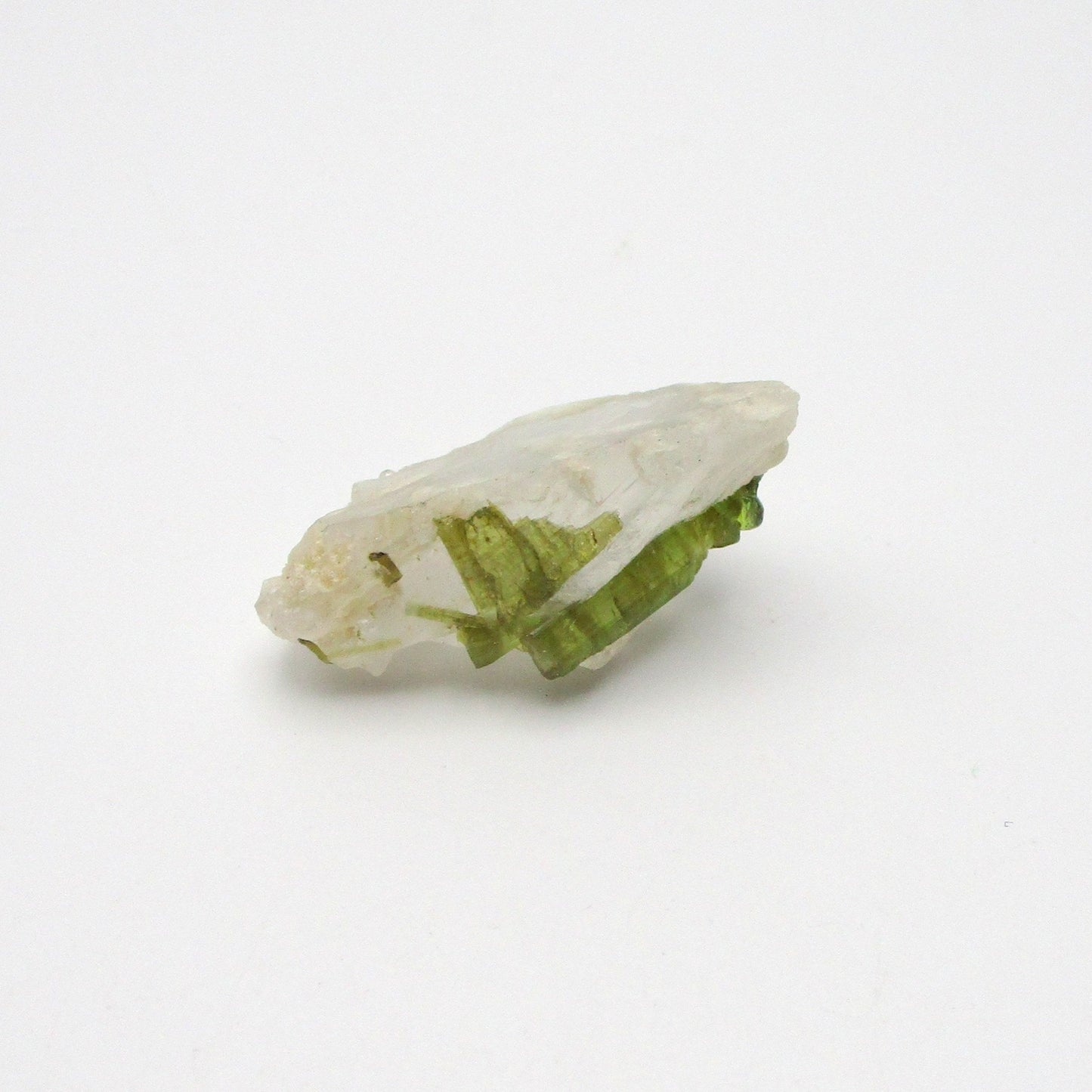 Green Tourmaline on Quartz