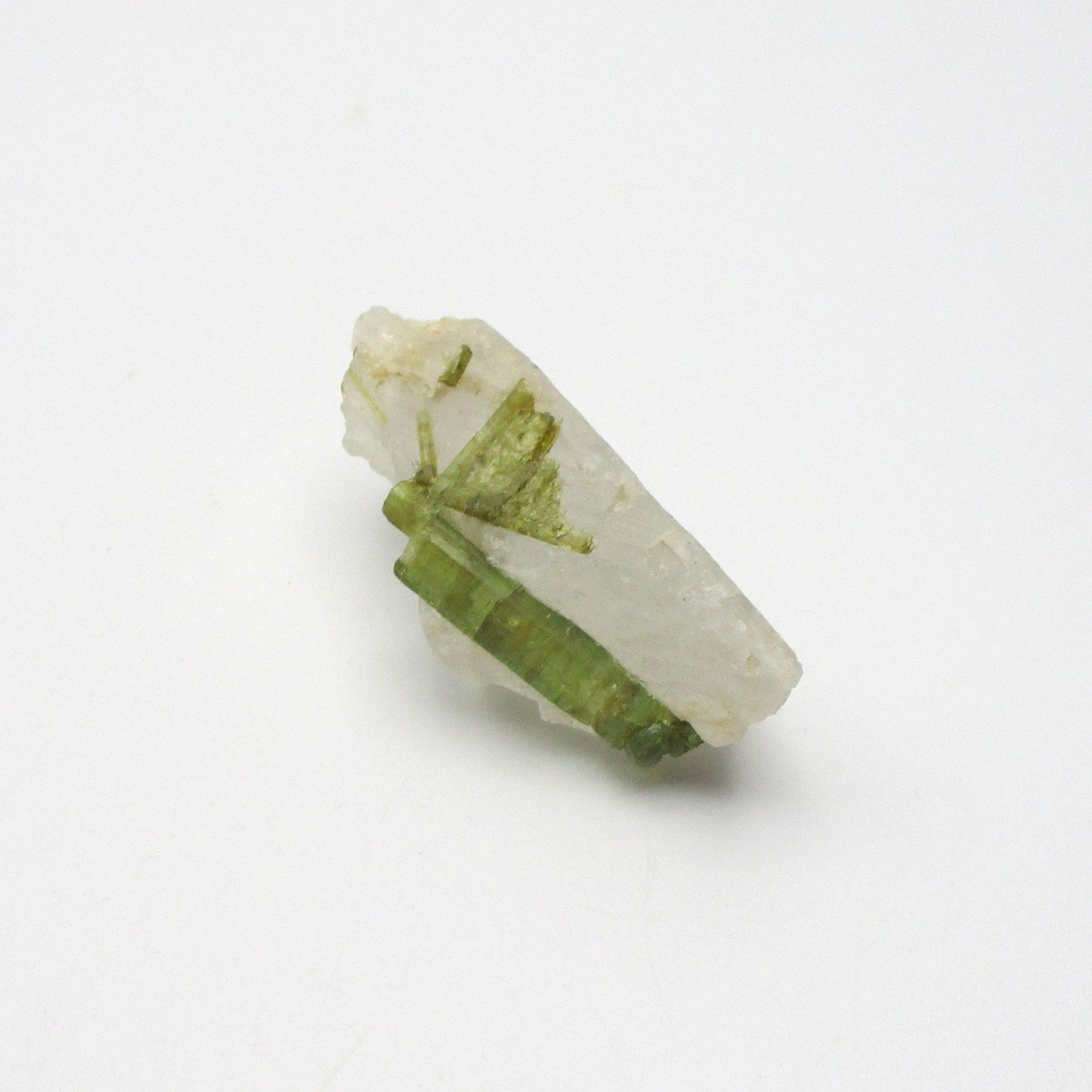 Green Tourmaline on Quartz