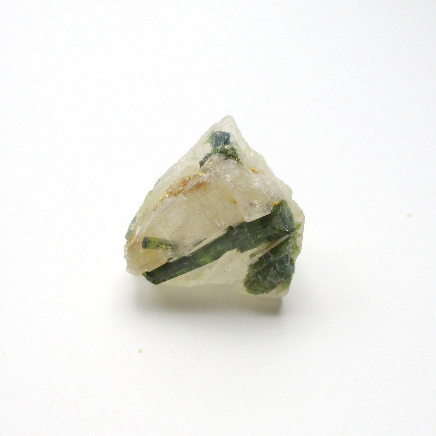 Green Tourmaline on Quartz