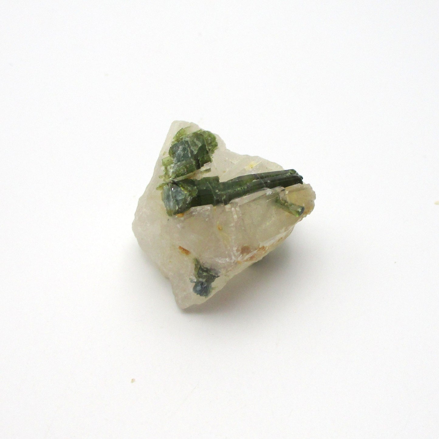 Green Tourmaline on Quartz