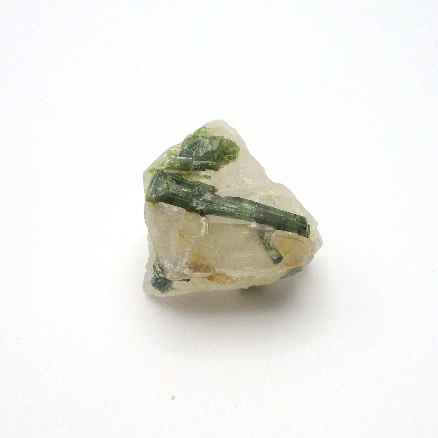 Green Tourmaline on Quartz