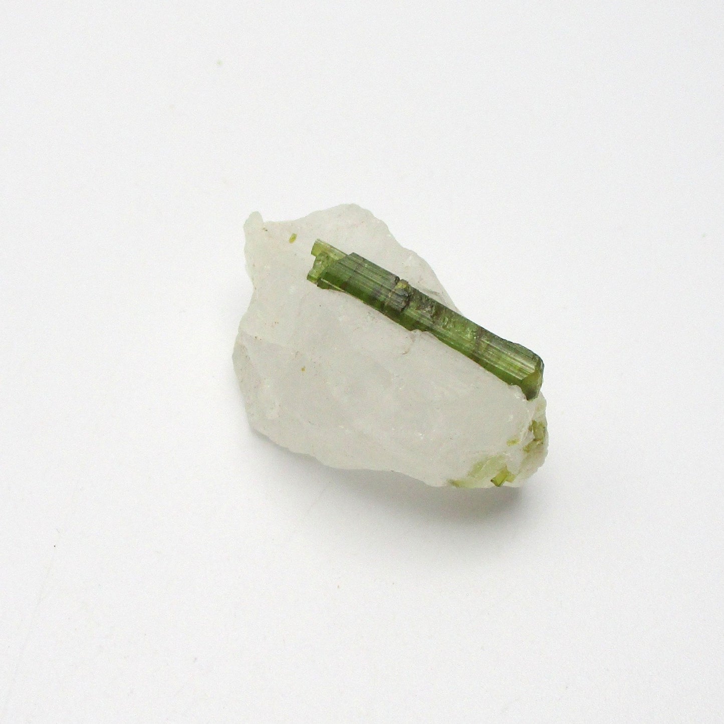 Green Tourmaline on Quartz