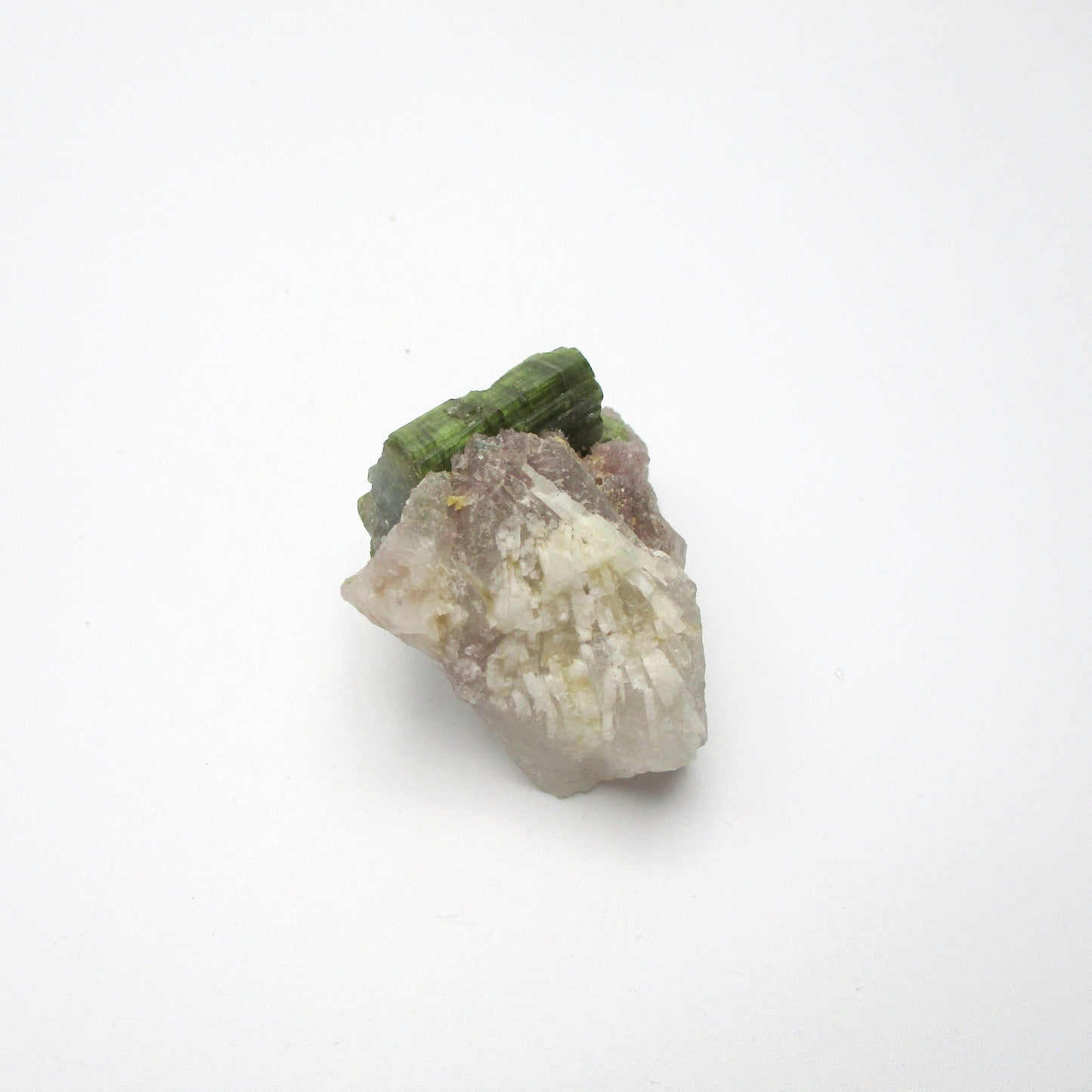 Green Tourmaline on Quartz