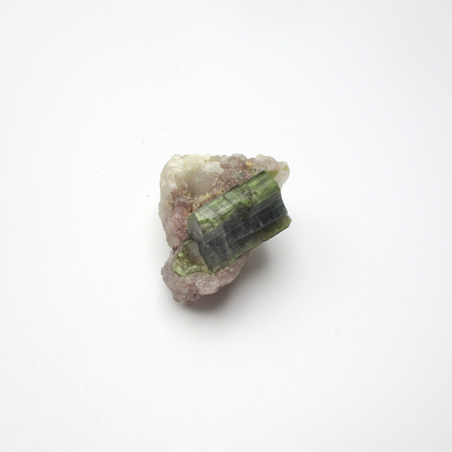 Green Tourmaline on Quartz