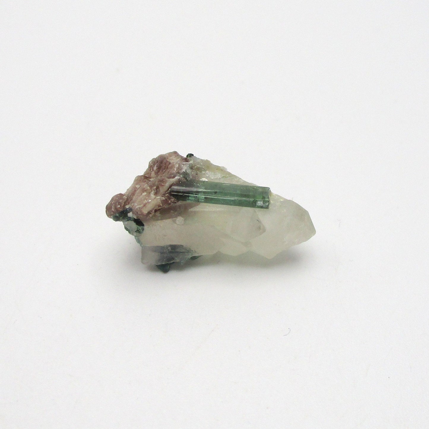 Green Tourmaline on Quartz