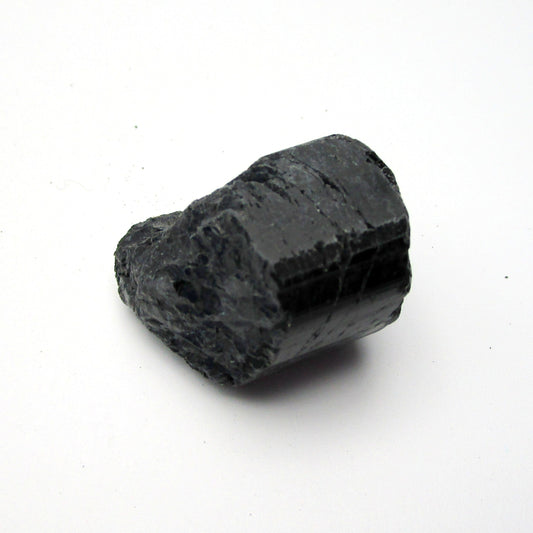 A rough, black crystal piece of Black Tourmaline Schorl.