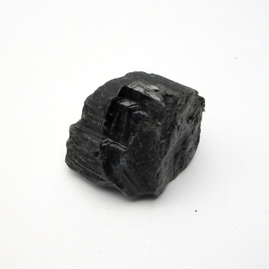 A rough, black crystal piece of Black Tourmaline Schorl.