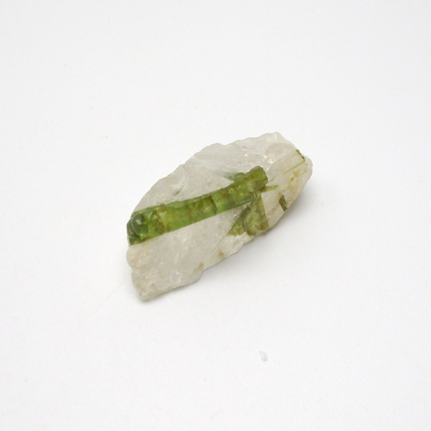 Green Tourmaline on Quartz