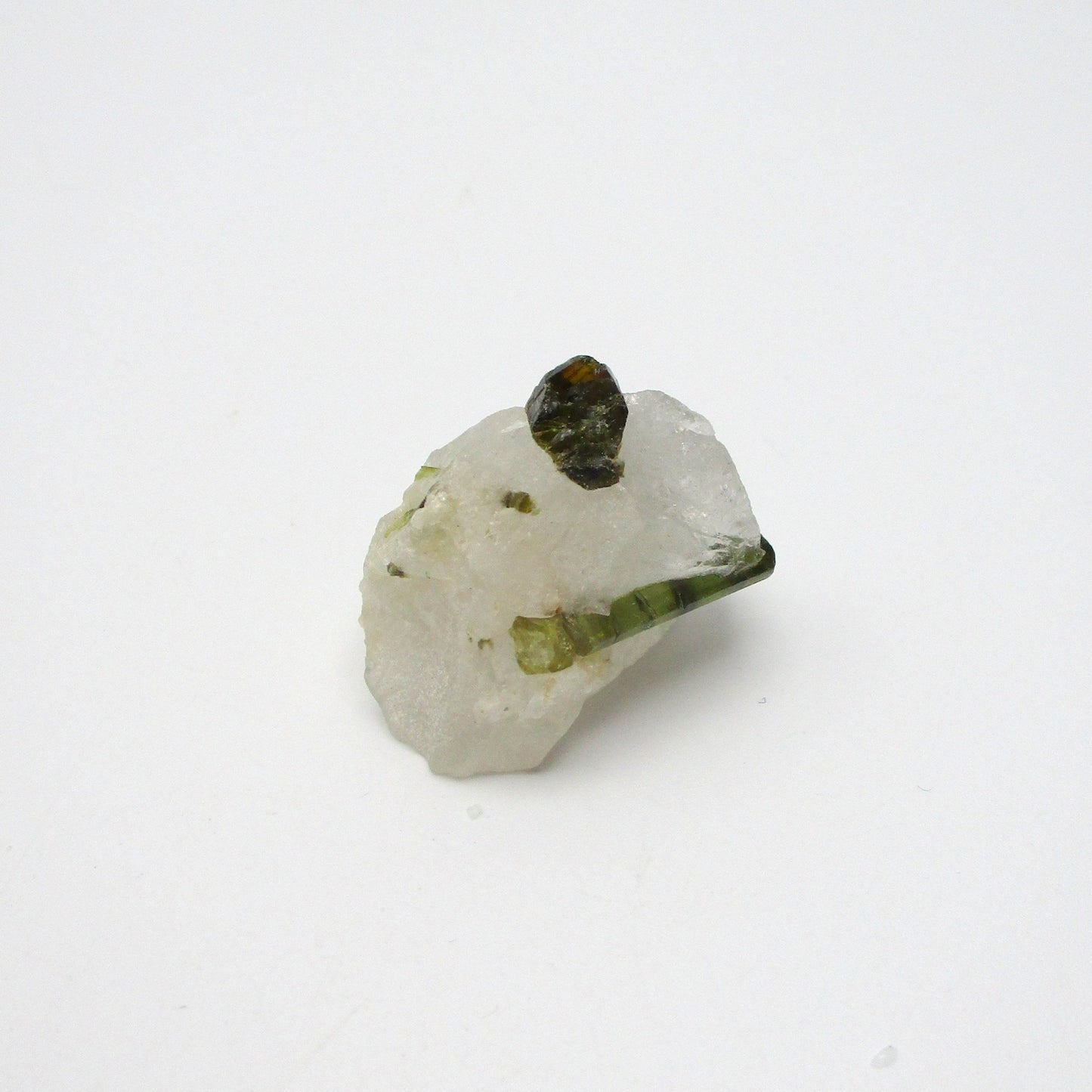 Green Tourmaline on Quartz